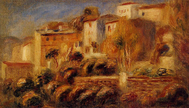 在Cagnes的房子 Houses at Cagnes (c.1910),皮耶尔·奥古斯特·雷诺阿