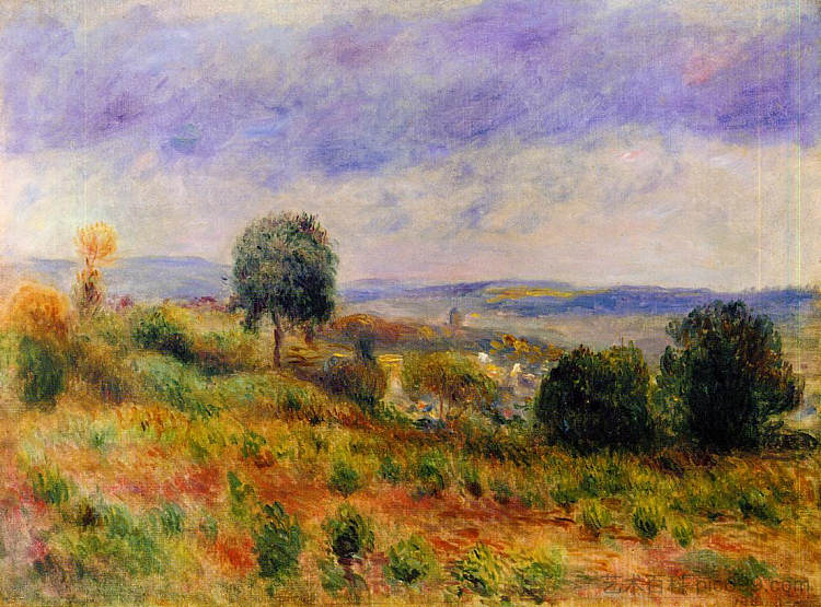 景观勘测勘测 Landscape Auvers sur Oise (c.1901)，皮耶尔·奥古斯特·雷诺阿