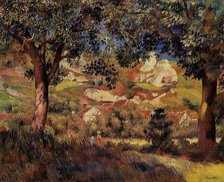 La Roche Guyon的景观 Landscape in La Roche Guyon (1887)，皮耶尔·奥古斯特·雷诺阿