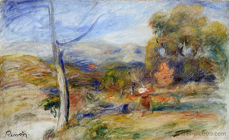 加涅斯附近景观 Landscape near Cagnes (c.1910),皮耶尔·奥古斯特·雷诺阿