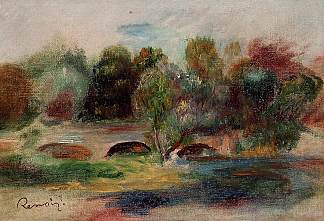 带桥景观 Landscape with Bridge (c.1900)，皮耶尔·奥古斯特·雷诺阿