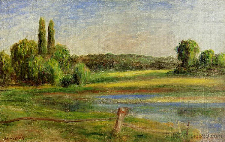 带栅栏的景观 Landscape with Fence (c.1910),皮耶尔·奥古斯特·雷诺阿