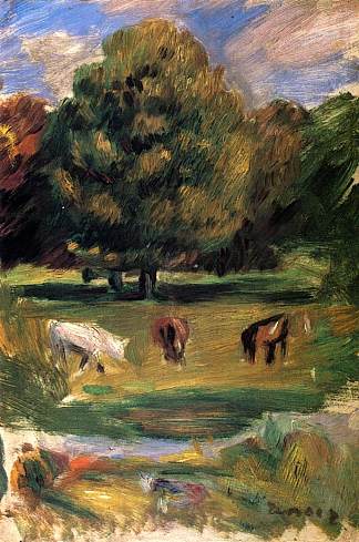 马的风景 Landscape with Horses，皮耶尔·奥古斯特·雷诺阿