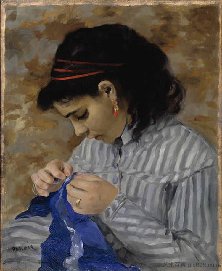 莉丝缝纫 Lise Sewing (1866)，皮耶尔·奥古斯特·雷诺阿