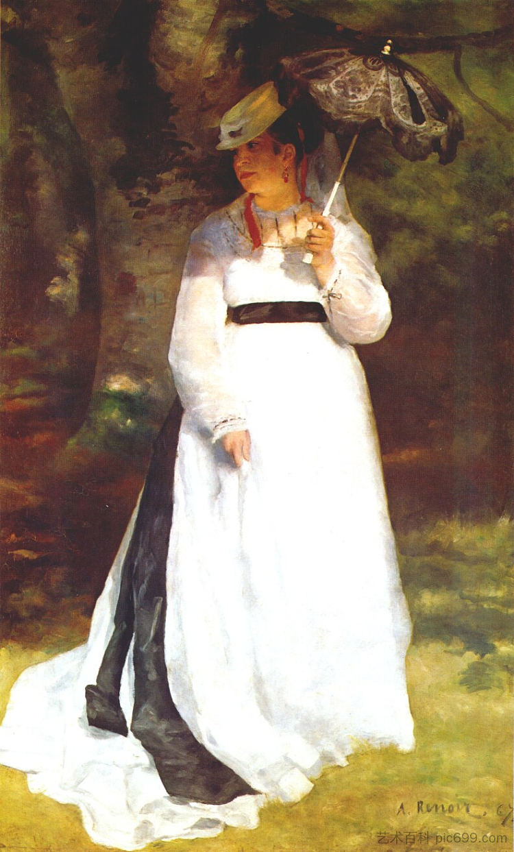 丽丝与雨伞 Lise with Umbrella (1867)，皮耶尔·奥古斯特·雷诺阿