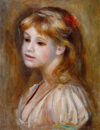 红发结的小女孩 Little Girl with a Red Hair Knot (1890)，皮耶尔·奥古斯特·雷诺阿