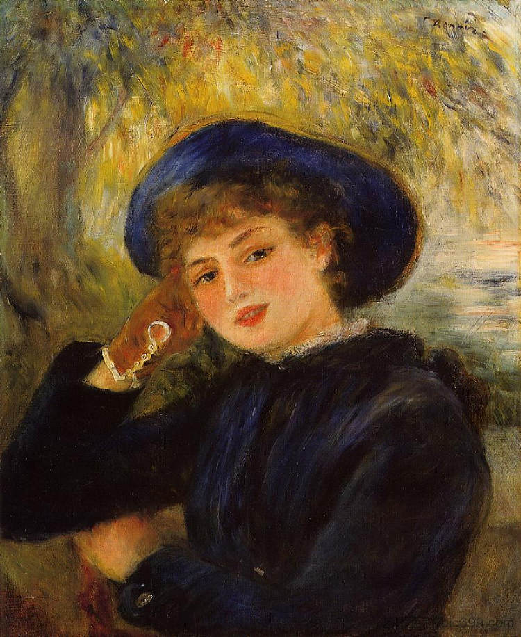 德玛西小姐(靠在肘部的女人) Mademoiselle Demarsy (Woman Leaning on Her Elbow) (1882),皮耶尔·奥古斯特·雷诺阿