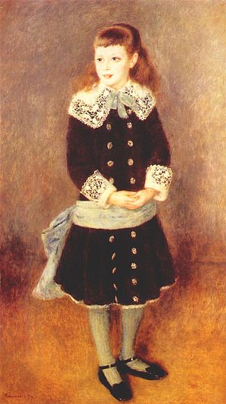 玛特·贝拉德（戴蓝色腰带的女孩） Marthe Berard (Girl Wearing a Blue Sash) (1879)，皮耶尔·奥古斯特·雷诺阿