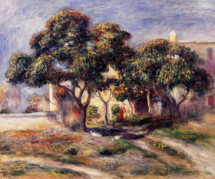 枸杞树，枸杞 Medlar Trees, Cagnes (1908)，皮耶尔·奥古斯特·雷诺阿