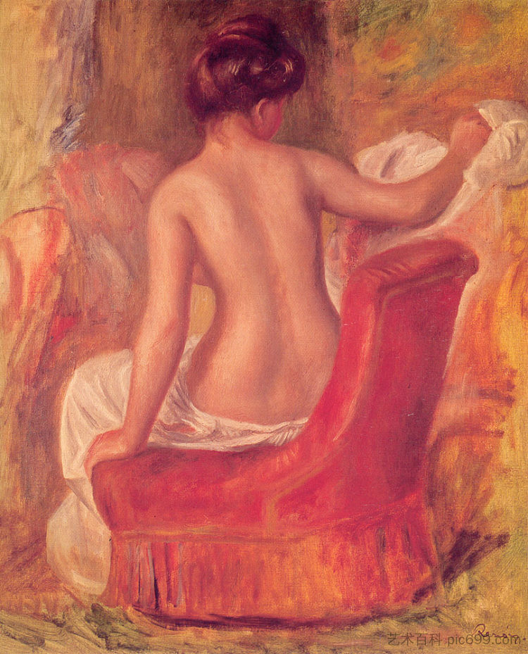 椅子上的裸体 Nude in a Chair (1900)，皮耶尔·奥古斯特·雷诺阿