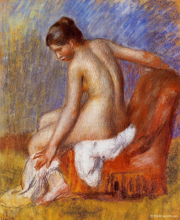 扶手椅上的裸体 Nude in an Armchair (c.1885 - 1890)，皮耶尔·奥古斯特·雷诺阿