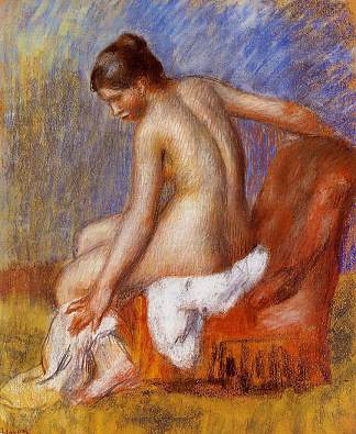 扶手椅上的裸体 Nude in an Armchair (c.1885 – 1890)，皮耶尔·奥古斯特·雷诺阿