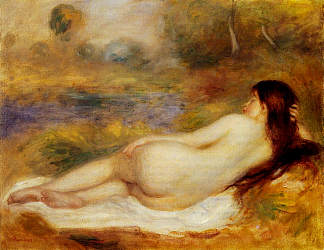 裸体躺在草地上 Nude Reclining on the Grass (1890)，皮耶尔·奥古斯特·雷诺阿