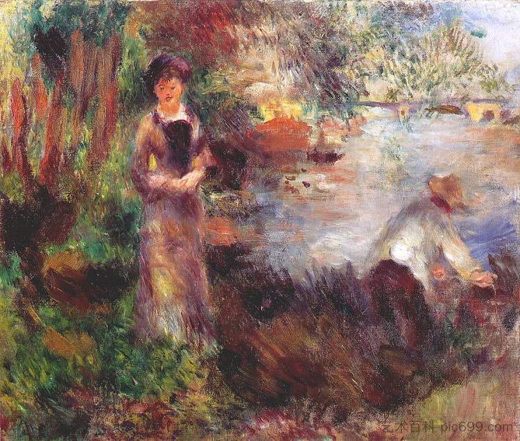 在塞纳河畔的特特伊 On the banks of the Seine at agenteuil (1878 - 1880)，皮耶尔·奥古斯特·雷诺阿