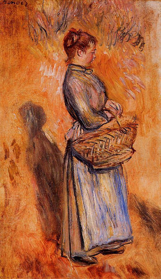 站在风景中的农妇 Peasant Woman Standing in a Landscape (1884),皮耶尔·奥古斯特·雷诺阿
