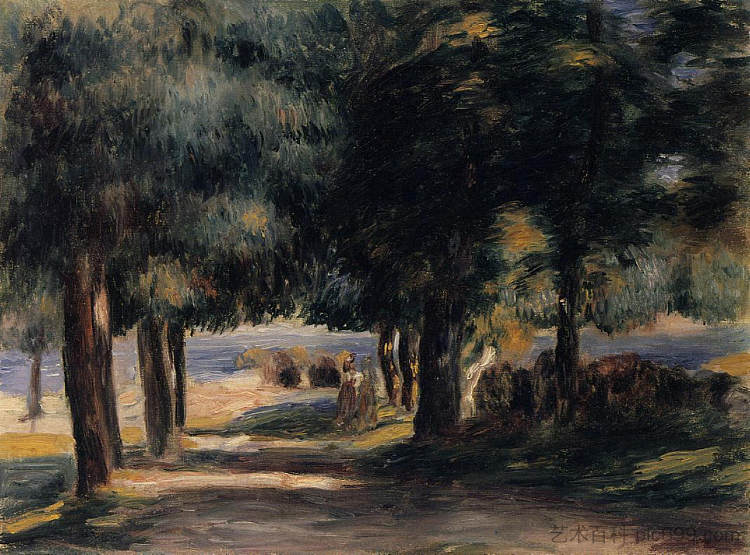 蓝色海岸的松木 Pine Wood on the Cote d'Azur (1885)，皮耶尔·奥古斯特·雷诺阿