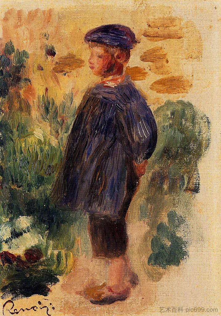 一个戴贝雷帽的孩子的肖像 Portrait of a Kid in a Beret (1892)，皮耶尔·奥古斯特·雷诺阿