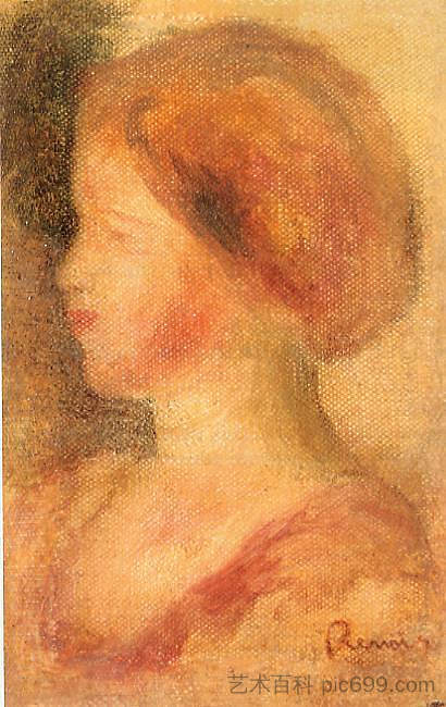 一个年轻女孩的肖像 Portrait of a Young Girl (1895)，皮耶尔·奥古斯特·雷诺阿