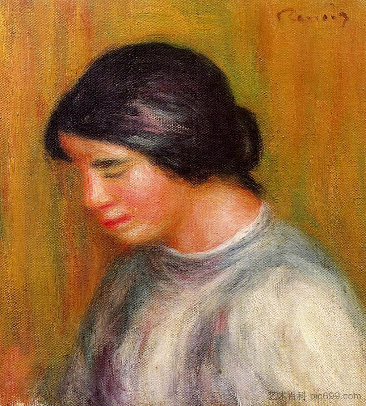 一个年轻女孩的肖像 Portrait of a Young Girl (c.1909 - 1912)，皮耶尔·奥古斯特·雷诺阿