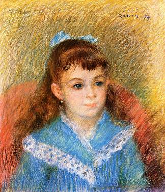 一个年轻女孩的肖像（伊丽莎白·弥勒） Portrait of a Young Girl (Elizabeth Maitre) (1879)，皮耶尔·奥古斯特·雷诺阿