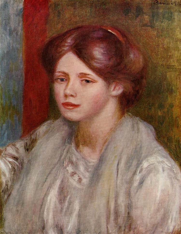 一个年轻女子的肖像 Portrait of a Young Woman (c.1883 - 1887)，皮耶尔·奥古斯特·雷诺阿