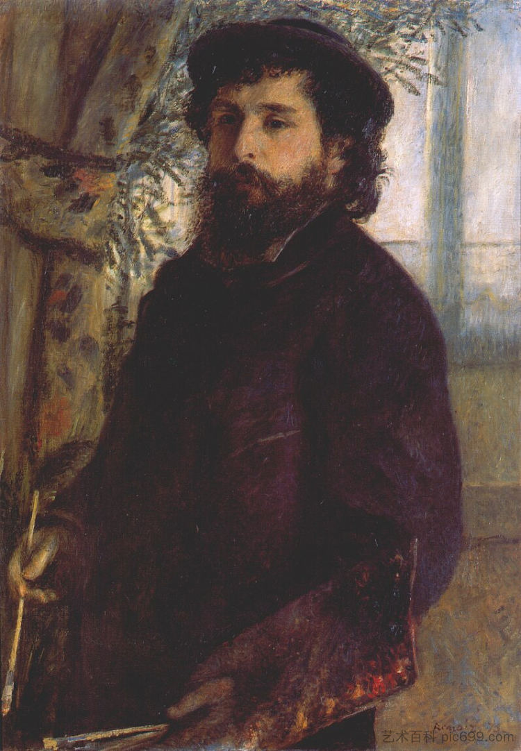 克劳德·莫奈的肖像 Portrait of Claude Monet (1875)，皮耶尔·奥古斯特·雷诺阿