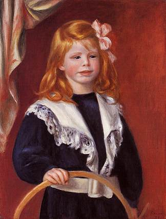 让·雷诺阿画像(拿箍的孩子) Portrait of Jean Renoir (Child with a Hoop) (1898)，皮耶尔·奥古斯特·雷诺阿