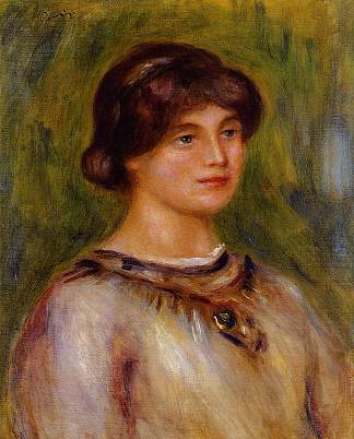 玛丽·莱斯特奎斯的肖像 Portrait of Marie Lestringuez (1912)，皮耶尔·奥古斯特·雷诺阿
