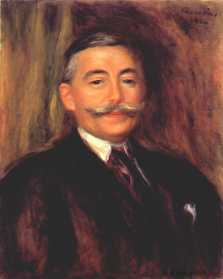 莫里斯·甘纳特的肖像 Portrait of Maurice Gangnat (1916)，皮耶尔·奥古斯特·雷诺阿