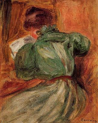 绿色读者 Reader in Green (1894)，皮耶尔·奥古斯特·雷诺阿