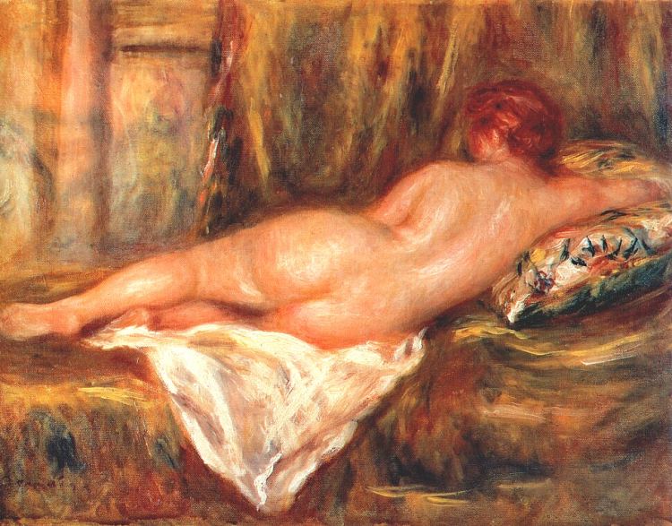 倾斜的裸体 Reclining nude (c.1909)，皮耶尔·奥古斯特·雷诺阿