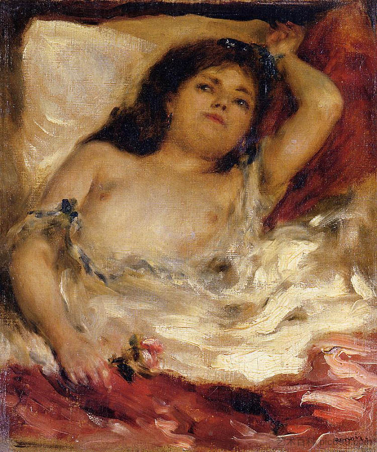 斜倚半裸(裸半长) Reclining Semi Nude (Nude Half-Length)，皮耶尔·奥古斯特·雷诺阿