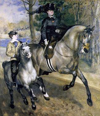 骑在布洛涅森林（亨丽埃特·达拉斯夫人或骑马） Riding in the Bois de Boulogne (Madame Henriette Darras or The Ride) (1873)，皮耶尔·奥古斯特·雷诺阿