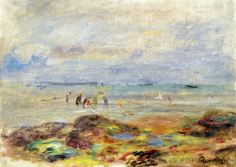 岩石和捕虾渔民 Rocks with Shrimp Fishermen (1892),皮耶尔·奥古斯特·雷诺阿