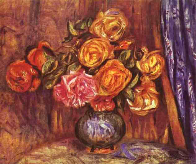 《蓝幕前的玫瑰 Roses Before the Blue Curtain,皮耶尔·奥古斯特·雷诺阿