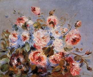 来自沃吉蒙特的玫瑰 Roses from Wargemont (1885)，皮耶尔·奥古斯特·雷诺阿