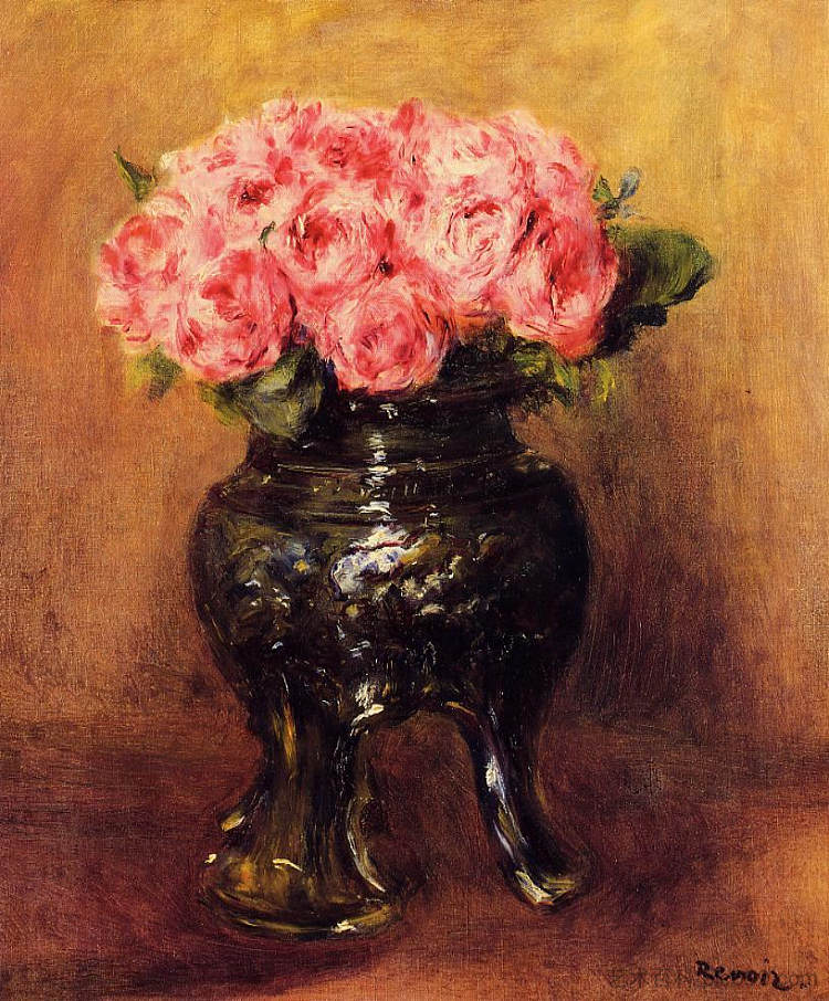 瓷器花瓶里的玫瑰 Roses in a China Vase (c.1876)，皮耶尔·奥古斯特·雷诺阿