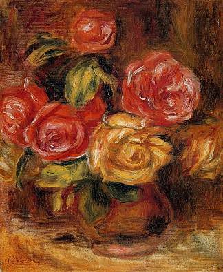 花瓶里的玫瑰 Roses in a Vase (c.1895)，皮耶尔·奥古斯特·雷诺阿