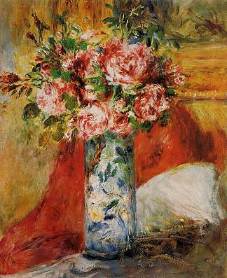 花瓶里的玫瑰 Roses in a Vase (1876)，皮耶尔·奥古斯特·雷诺阿