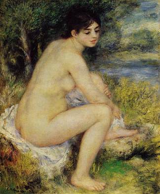 坐式沐浴者 Seated Bather (1883)，皮耶尔·奥古斯特·雷诺阿