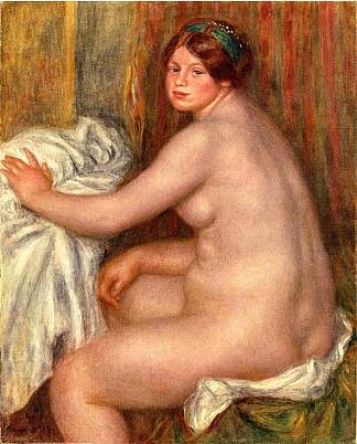 坐在游泳者 Seated Bather (1913)，皮耶尔·奥古斯特·雷诺阿