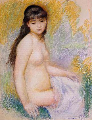 坐式沐浴者 Seated Bather (c.1883)，皮耶尔·奥古斯特·雷诺阿