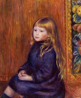 穿着蓝裙子坐着的孩子 Seated Child in a Blue Dress (1889)，皮耶尔·奥古斯特·雷诺阿