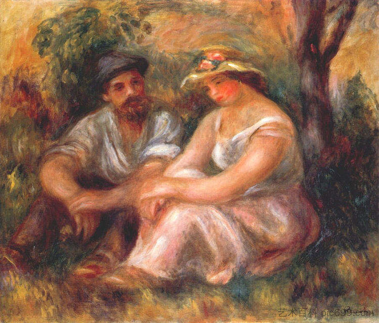 坐着两 Seated couple (1912)，皮耶尔·奥古斯特·雷诺阿