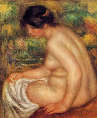 裸体侧面坐着(加布里埃尔) Seated Nude in Profile (Gabrielle) (1913)，皮耶尔·奥古斯特·雷诺阿