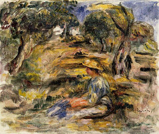 穿蓝色衣服坐着的女人 Seated Woman in Blue，皮耶尔·奥古斯特·雷诺阿