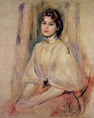 坐着的年轻女子 Seated Young Woman (1890)，皮耶尔·奥古斯特·雷诺阿