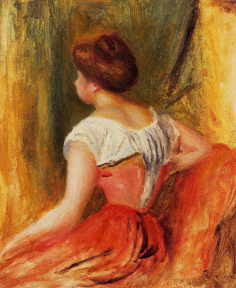 坐着的年轻女子 Seated Young Woman (1896)，皮耶尔·奥古斯特·雷诺阿