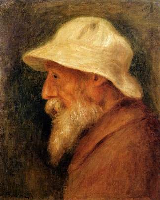 戴白帽子的自画像 Self-Portrait with a White Hat (1910)，皮耶尔·奥古斯特·雷诺阿