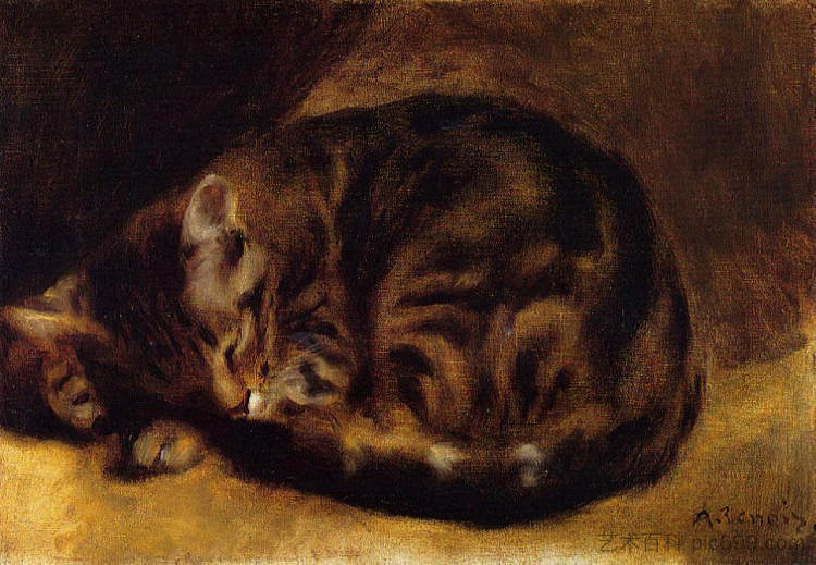 睡猫 Sleeping Cat (1862)，皮耶尔·奥古斯特·雷诺阿